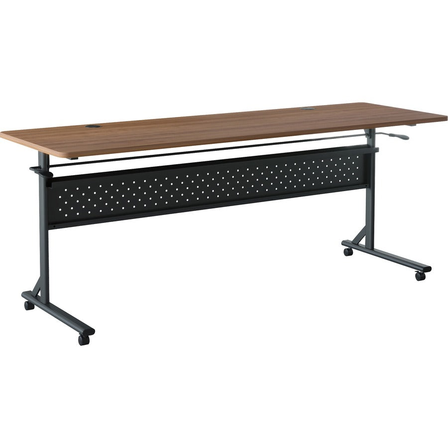 Lorell Shift 2.0 Flip and Nesting Mobile Table - Laminated Rectangle Top - 198 lb Capacity - 72" Table Top Length x 24" Table Top Width x 1" Table Top Thickness - 29.50" Height - Assembly Required - Walnut - 1 Each