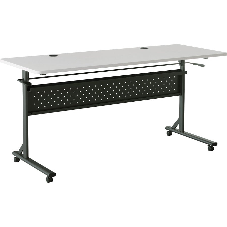Lorell Shift 2.0 Flip and Nesting Mobile Table - Laminated Rectangle Top - 198 lb Capacity - 60" Table Top Length x 24" Table Top Width x 1" Table Top Thickness - 29.50" Height - Assembly Required - Gray - 1 Each