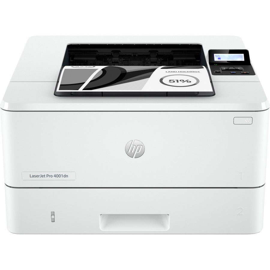 HP LaserJet Pro 4001dn Desktop Laser Printer - Monochrome - 63 ppm Mono - 4800 x 600 dpi Print - Automatic Duplex Print - 350 Sheets Input - Ethernet - HP Smart App, Apple AirPrint, Mopria - 80000 Pages Duty Cycle - Plain Paper Print - Gigabit Ethernet...