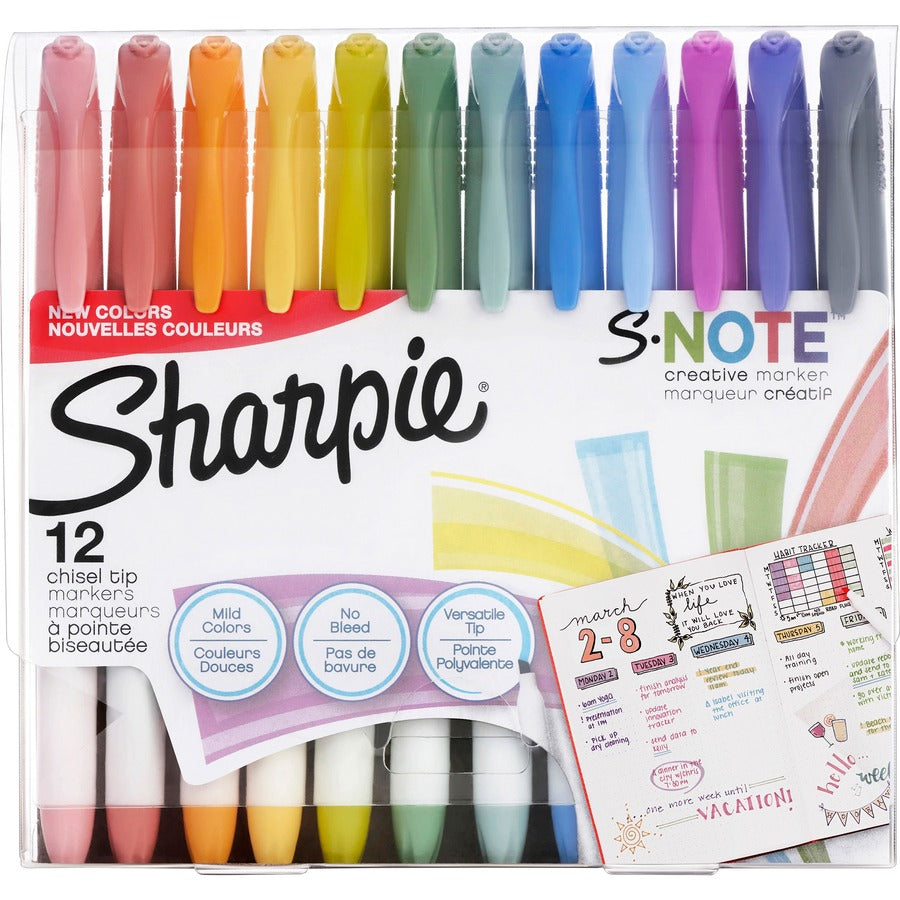 Sharpie S-Note Creative Markers - Assorted Ink - Drawing, Coloring - 12 / Pack