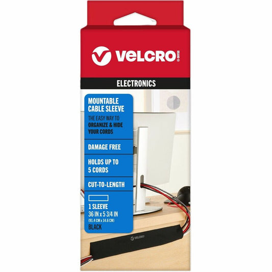 VELCRO, Mountable Cut-To-Length Cable Sleeves - Cable Sleeve - Black - 36" Length - 2 / Pack
