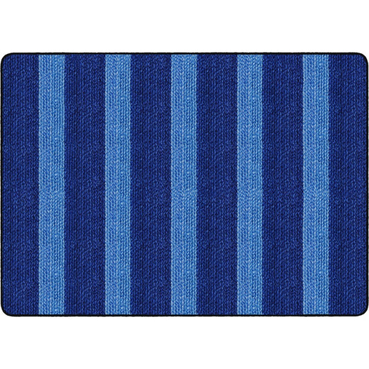 Flagship Carpets Basketweave Stripes Classroom Rug - Floor Rug - 72" Length x 99.96" Width - Rectangle - Blue - Nylon