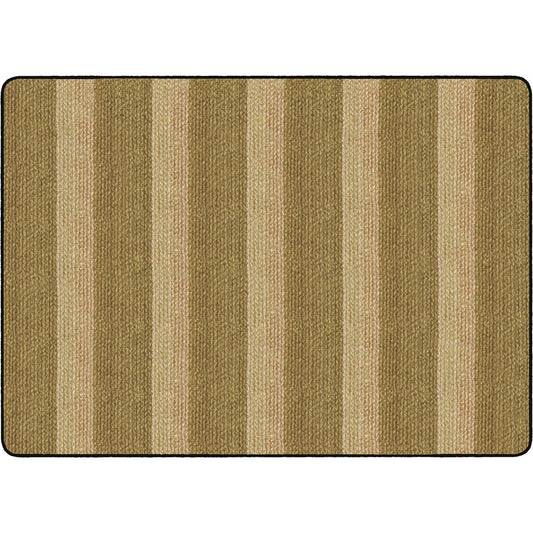 Flagship Carpets Basketweave Stripes Classroom Rug - Floor Rug - 72" Length x 100.80" Width - Rectangle - Natural - Nylon