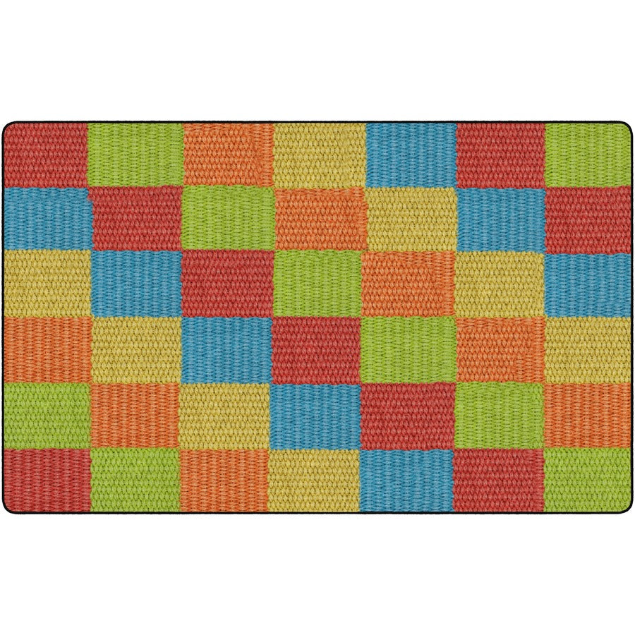 Flagship Carpets Basketweave Blocks Class Rug - Floor Rug - 91.20" Length x 12 ft Width - Rectangle - Multi - Nylon