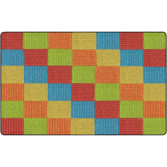 Flagship Carpets Basketweave Blocks Class Rug - Floor Rug - 91.20" Length x 12 ft Width - Rectangle - Multi - Nylon