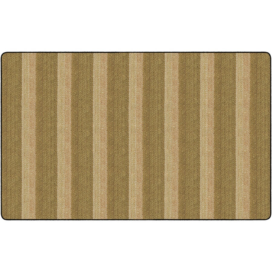 Flagship Carpets Basketweave Stripes Classroom Rug - Floor Rug - 91.20" Length x 12 ft Width - Rectangle - Natural - Nylon