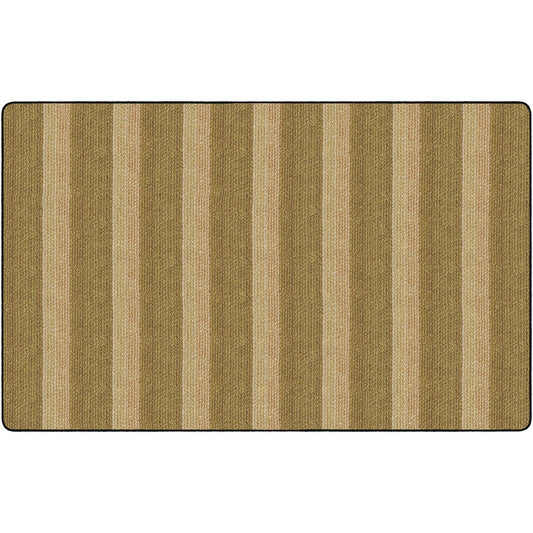 Flagship Carpets Basketweave Stripes Classroom Rug - Floor Rug - 91.20" Length x 12 ft Width - Rectangle - Natural - Nylon