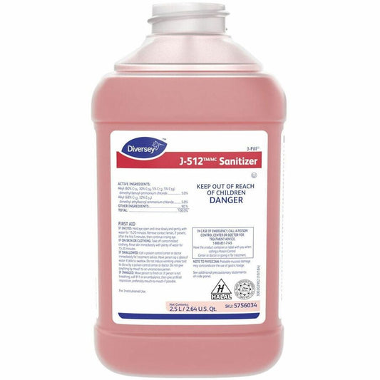 Diversey J-512 Sanitizer - 84.5 fl oz (2.6 quart) - Quaternary Scent - Kosher, Rinse-free - Red - 1 Carton