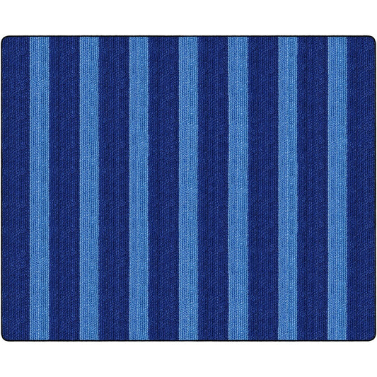 Flagship Carpets Basketweave Stripes Classroom Rug - Floor Rug - 10.60 ft Length x 13.20 ft Width - Rectangle - Blue - Nylon