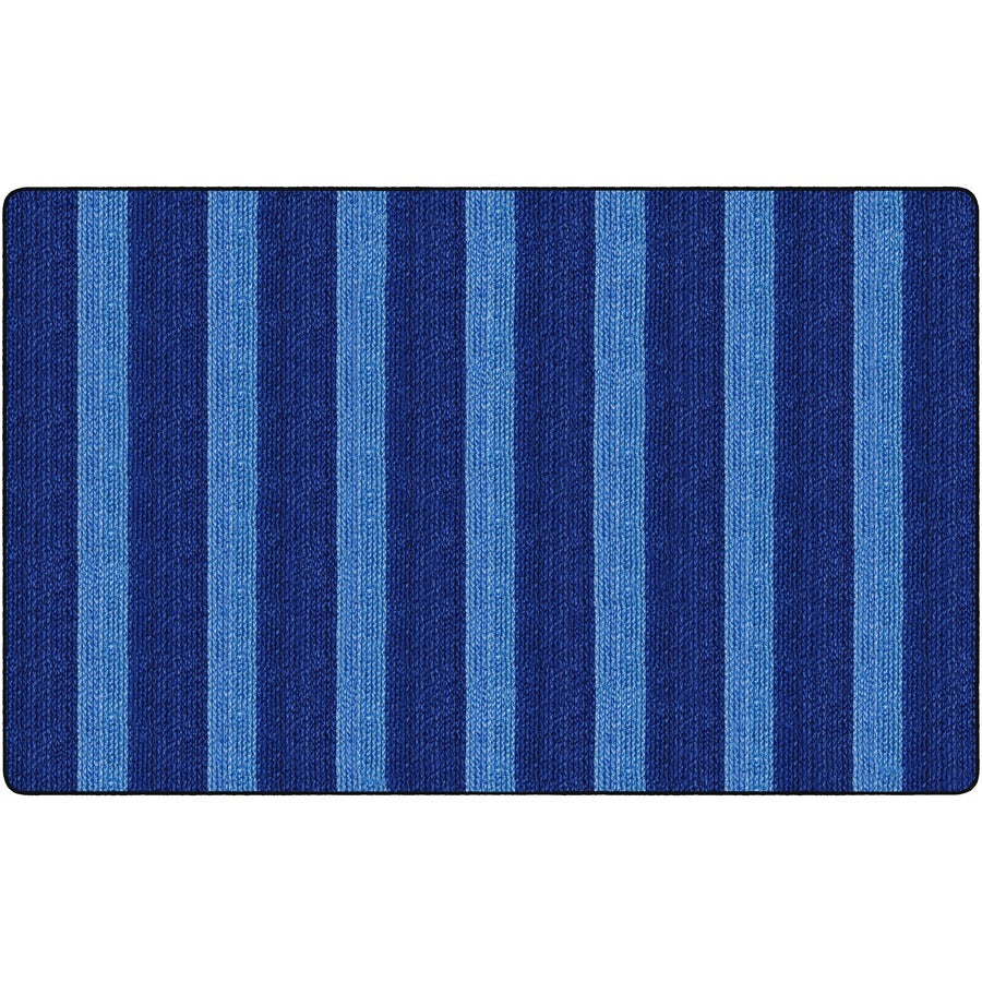 Flagship Carpets Basketweave Stripes Classroom Rug - Floor Rug - 91.20" Length x 12 ft Width - Rectangle - Blue - Nylon