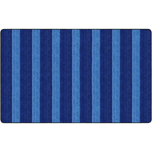 Flagship Carpets Basketweave Stripes Classroom Rug - Floor Rug - 91.20" Length x 12 ft Width - Rectangle - Blue - Nylon