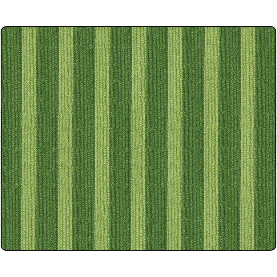 Flagship Carpets Basketweave Stripes Classroom Rug - Floor Rug - 10.60 ft Length x 13.20 ft Width - Rectangle - Green - Nylon