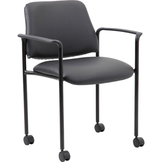 Boss Diamond Stacking Chair - Black Seat Color - Vinyl Seat Material - Black Back Color - Vinyl Back Material - Black Frame Color - Tubular Steel Frame Material - Four-legged Base - Armrest - 1 Each