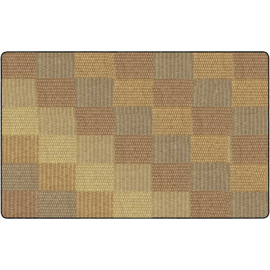 Flagship Carpets Basketweave Blocks Class Rug - Floor Rug - 91.20" Length x 12 ft Width - Rectangle - Natural - Nylon