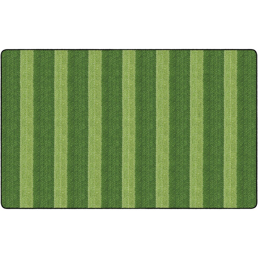 Flagship Carpets Basketweave Stripes Classroom Rug - Floor Rug - 91.20" Length x 12 ft Width - Rectangle - Green - Nylon