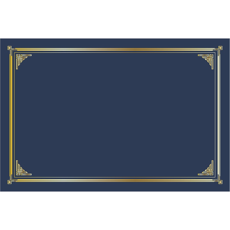 Geographics Certificate Holder - Linen - Gold Foil, Navy Blue - 10 / Pack