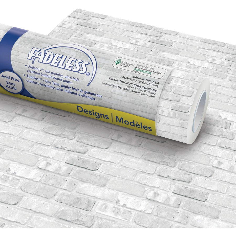 Fadeless Bulletin Board Paper Rolls - Bulletin Board, Classroom, Fun and Learning, File Cabinet, Door, Display, Paper Sculpture, Table Skirting, Party, Home Project, Office Project, ... - 48" Width x 50 ft Length - 50 lb Basis Weight - White - 1 Roll