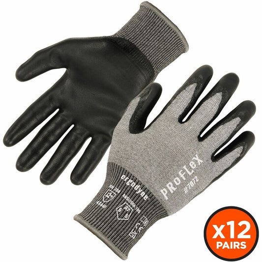 Ergodyne Nitrile-Coated Cut-Resistant Gloves - Dirt, Debris Protection - Nitrile Coating - Small Size - Nitrile - Gray - Machine Washable, Cut Resistant, Abrasion Resistant, Dual Layer, Non-slip Grip, Breathable, Comfortable Grip, Durable Grip, Snug Fi...