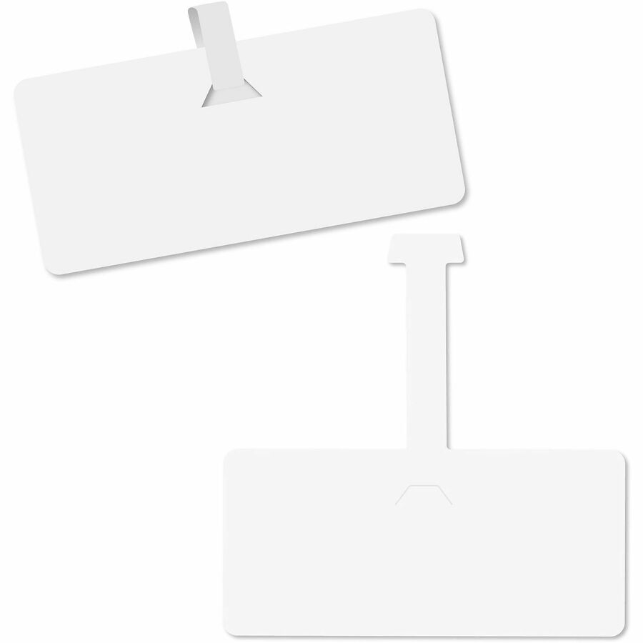 C-Line Wire Shelf Tags - 3.62" Length x 1.50" Width - Strap Fastener - Plastic - White - 10 / Pack
