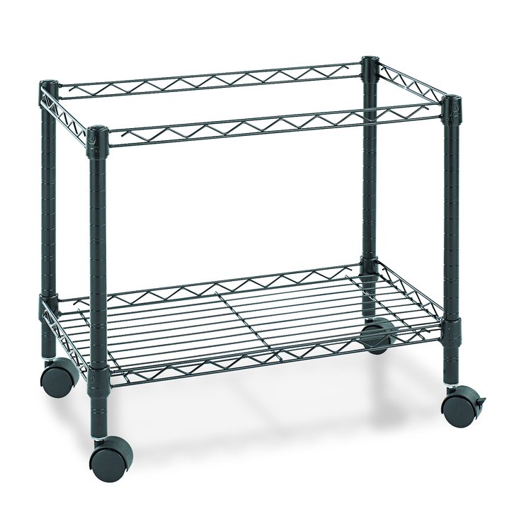 One-Tier File Cart for Side-to-Side Filing, Metal, 1 Shelf, 1 Bin, 24" x 14" x 21", Black