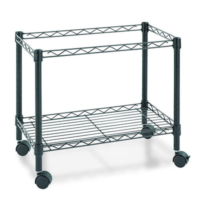 One-Tier File Cart for Side-to-Side Filing, Metal, 1 Shelf, 1 Bin, 24" x 14" x 21", Black