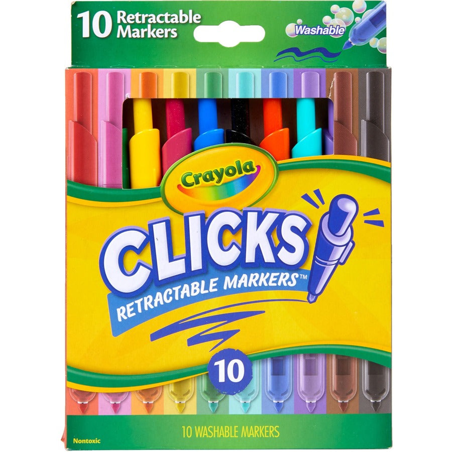 Crayola Marker - Retractable - Washable - Assorted Ink - Water Based - Assorted Plastic Barrel - 10 / Pack