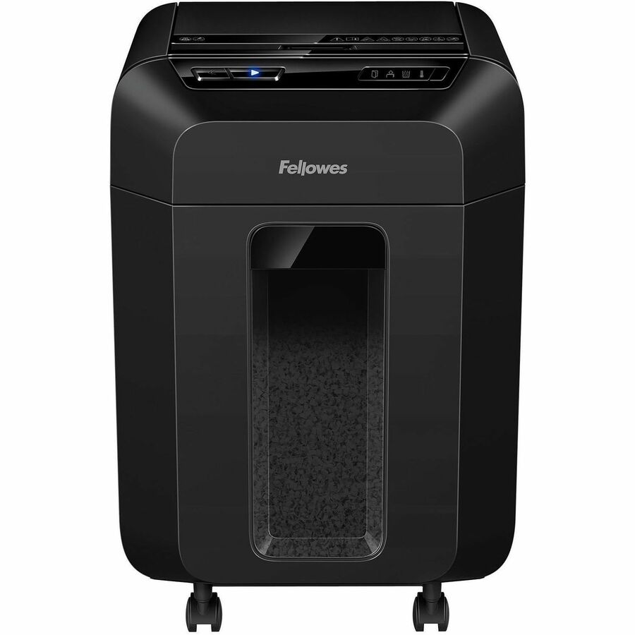 Fellowes AutoMax 100MA Auto Feed Shredder - Continuous Shredder - Micro Cut - 10 Per Pass - for shredding Credit Card, Paper, Paper Clip, Staples - P-4 - 10 Minute Run Time - 4.50 gal Wastebin Capacity - Black