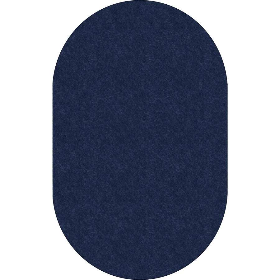Flagship Carpets Amerisoft Solid Color Rug - 12 ft Length x 90" Width - Oval - Navy Blue - Nylon, Polyester