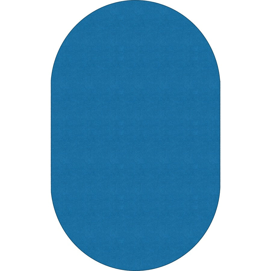 Flagship Carpets Ameristrong Solid Color Rug - Floor Rug - Traditional - 91.20" Length x 12 ft Width - Oval - Blue Bird - Fiber, Nylon