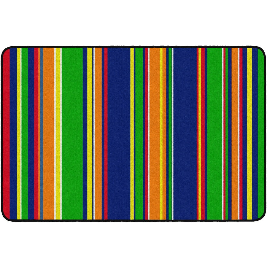 Flagship Carpets Basics Stripes Classroom Rug - 48" Length x 72" Width - Rectangle - Primary - Nylon