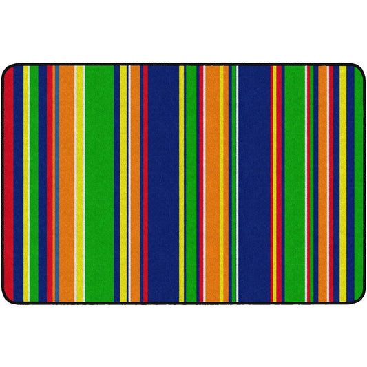 Flagship Carpets Basics Stripes Classroom Rug - 48" Length x 72" Width - Rectangle - Primary - Nylon