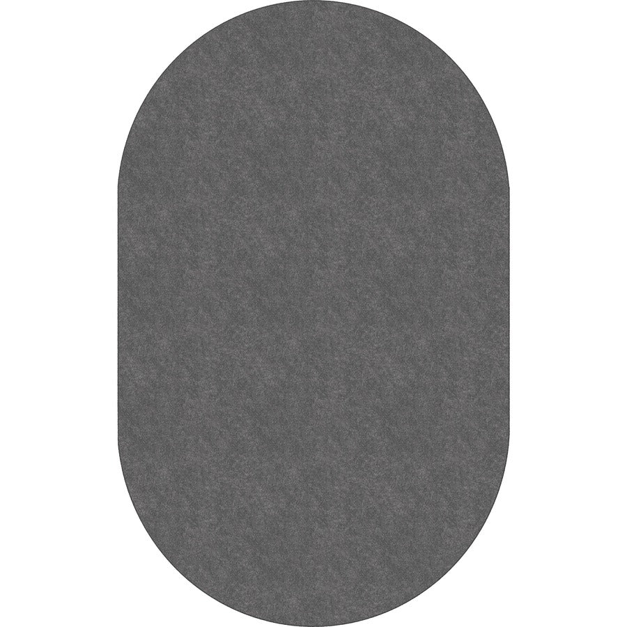 Flagship Carpets Amerisoft Solid Color Rug - 12 ft Length x 90" Width - Oval - Gray - Nylon, Polyester