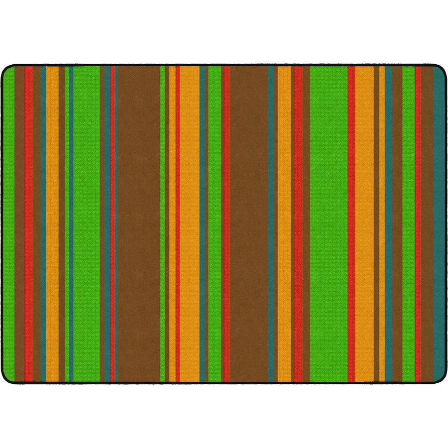 Flagship Carpets Basics Stripes Classroom Rug - 72" Length x 100.80" Width - Rectangle - Muted - Nylon