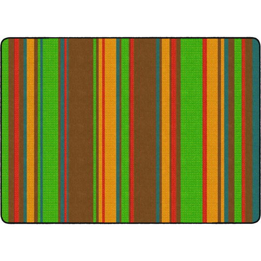 Flagship Carpets Basics Stripes Classroom Rug - 72" Length x 100.80" Width - Rectangle - Muted - Nylon