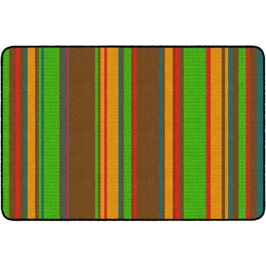 Flagship Carpets Basics Stripes Classroom Rug - 48" Length x 72" Width - Rectangle - Muted - Nylon