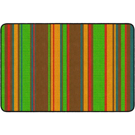 Flagship Carpets Basics Stripes Classroom Rug - 48" Length x 72" Width - Rectangle - Muted - Nylon