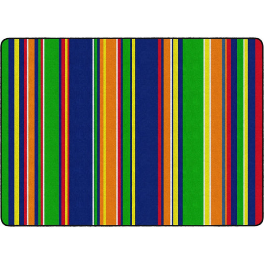 Flagship Carpets Basics Stripes Classroom Rug - 72" Length x 100.80" Width - Rectangle - Primary - Nylon