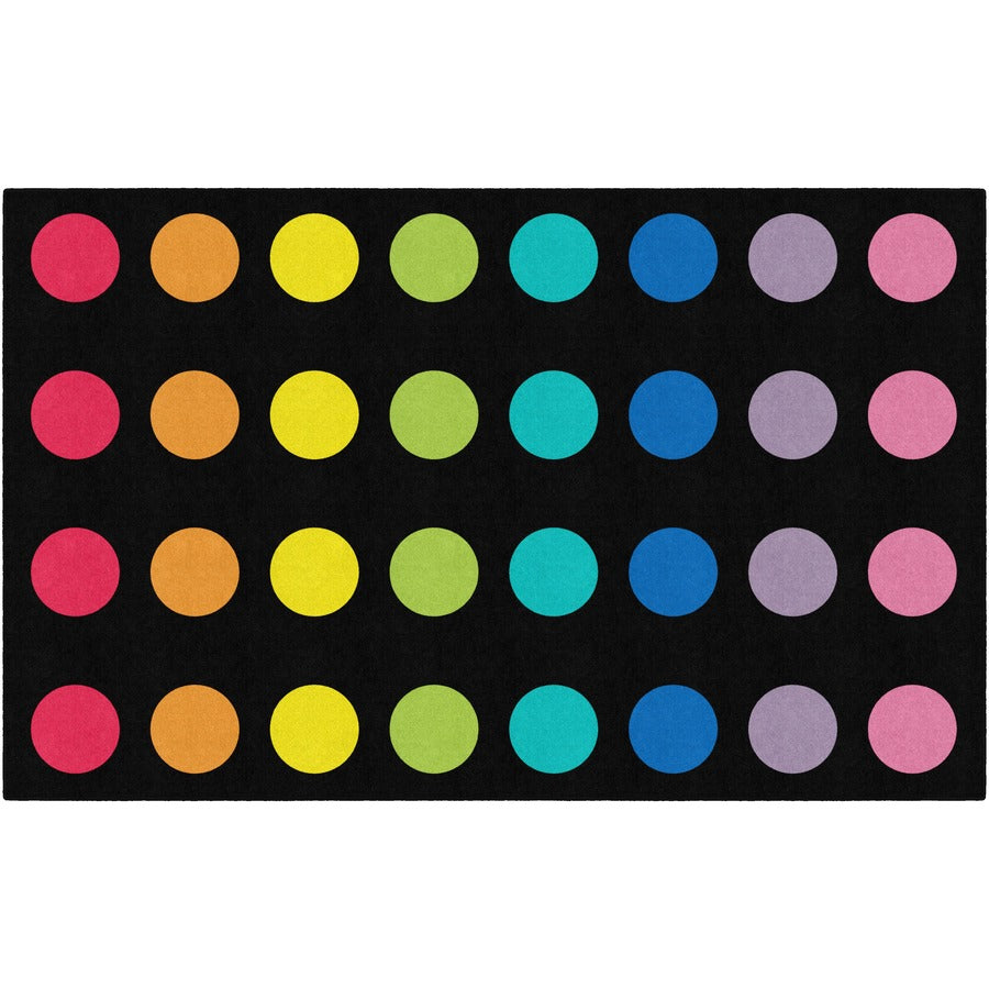 Flagship Carpets Schoolgirl Style Rainbow Dots Rug - 91.20" Length x 12 ft Width - Rectangle - Primary