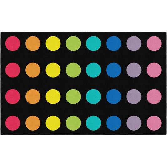 Flagship Carpets Schoolgirl Style Rainbow Dots Rug - 91.20" Length x 12 ft Width - Rectangle - Primary