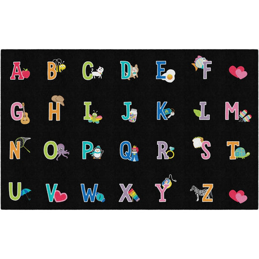 Flagship Carpets Schoolgirl Alphabet Pictures Rug - 91.20" Length x 12 ft Width - Rectangle - Primary