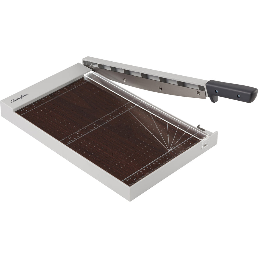 Swingline ClassicCut Guillotine Wood Trimmer - 10 Sheet Cutting Capacity - 15" Cutting Length - Safety Latch - Solid Wood - Gray - 1 Each