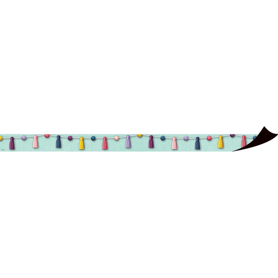 Teacher Created Resources Magnetic Board Border - Magnetic - Pom-Poms and Tassels - Durable, Reusable - 1.50" Depth x 24" Length - Multi - 12 / Pack