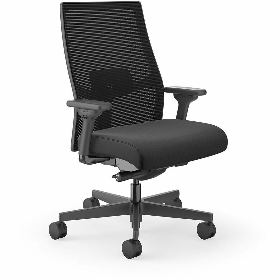 HON Ignition 2.0 Mid-back Big & Tall Task Chair - Black Seat Color - Foam Seat Material - Black Back Color - Black Frame Color - Mid Back - 5-star Base - Armrest - 1 Each