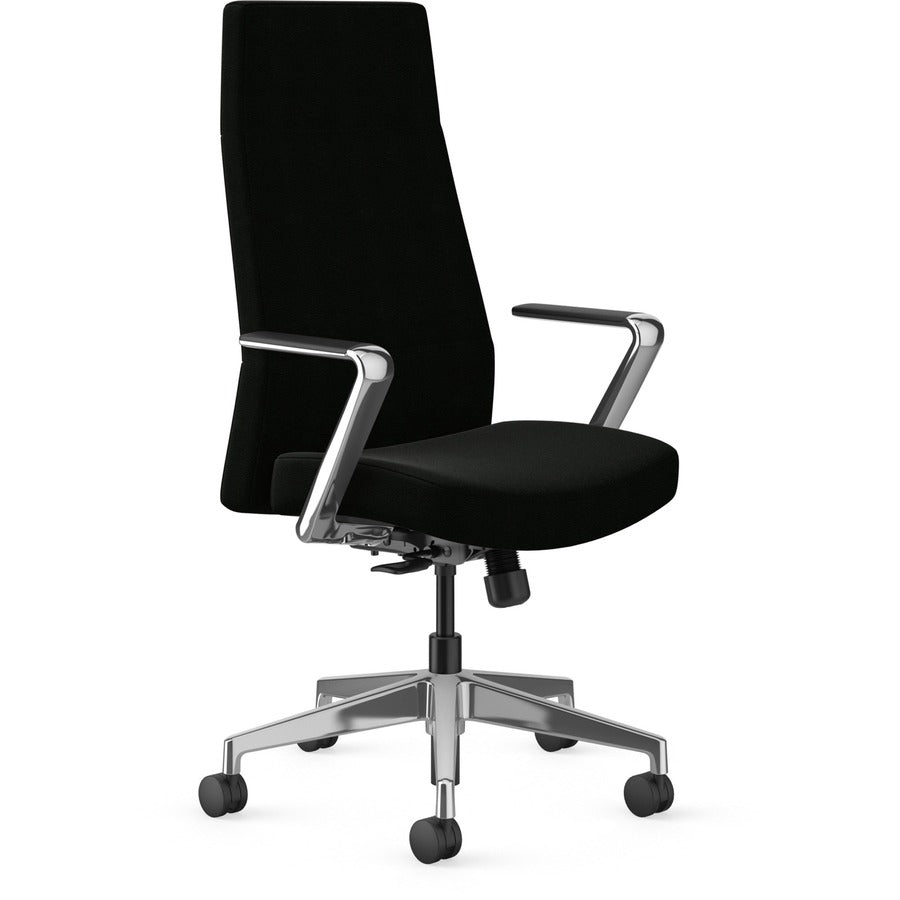 HON Cofi Executive Chair - Black Seat Color - Vinyl Seat Material - Black Back Color - Vinyl Back Material - High Back - 5-star Base - Armrest - 1 Each