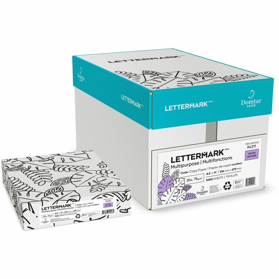 Domtar Lettermark Colors Multipurpose Coloured Paper Letter Orchid 500/pkg - Letter - 8 1/2" x 11" - 20 lb Basis Weight - Smooth - Sustainable Forestry Initiative (SFI) - Acid-free, Moisture Resistant - Orchid - 500 Sheets - 10 / Carton