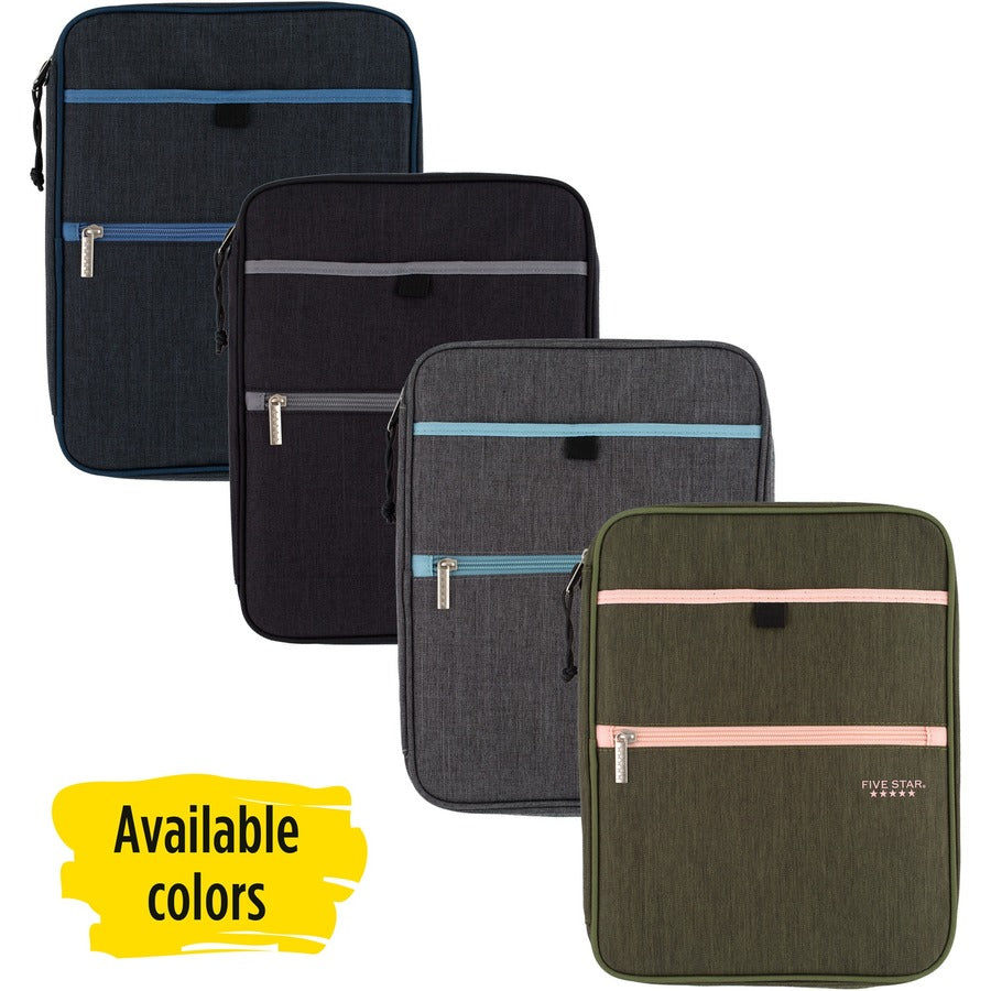 Mead Five Star Carry-All Zipper Binder - 1" Binder Capacity - 225 Sheet Capacity - 3 Ring - Fastener: Ring - 4 Divider - Polyester - Multi-colored - Pocket, Punched, Durable, Zipper Closure - 1 Each