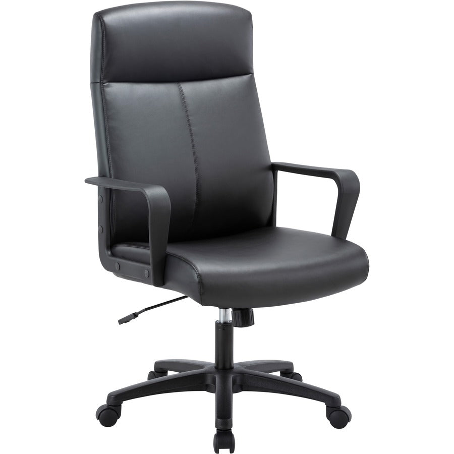 Lorell High-Back Bonded Leather Chair - Black Seat Color - Bonded Leather Seat Material - Black Back Color - Bonded Leather Back Material - High Back - Armrest - 1 Each