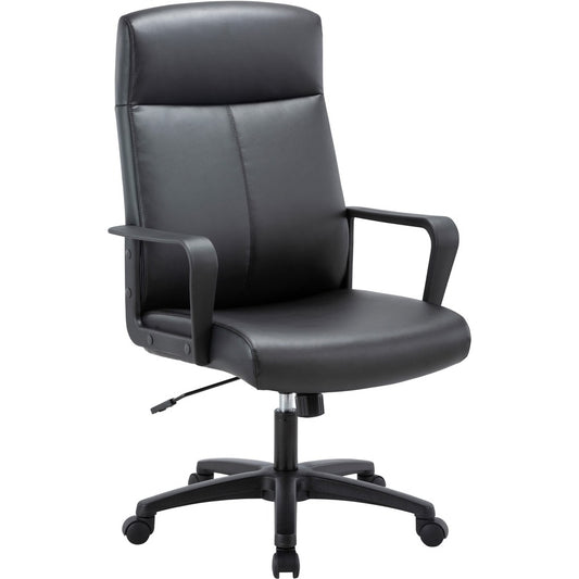 Lorell High-Back Bonded Leather Chair - Black Seat Color - Bonded Leather Seat Material - Black Back Color - Bonded Leather Back Material - High Back - Armrest - 1 Each