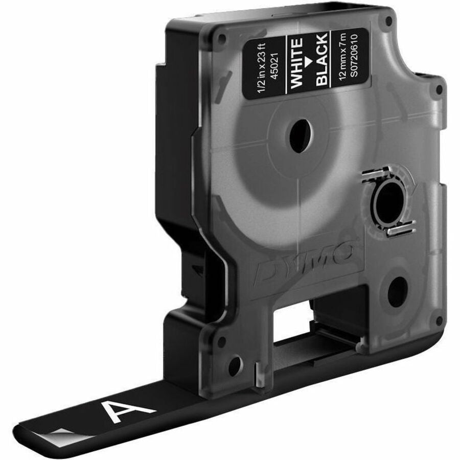 Dymo D1 Electronic Tape Cartridge - 1/2" Width x 23 ft Length - Rectangle - Thermal Transfer - Glossy - Black, White - Plastic - 1 Each