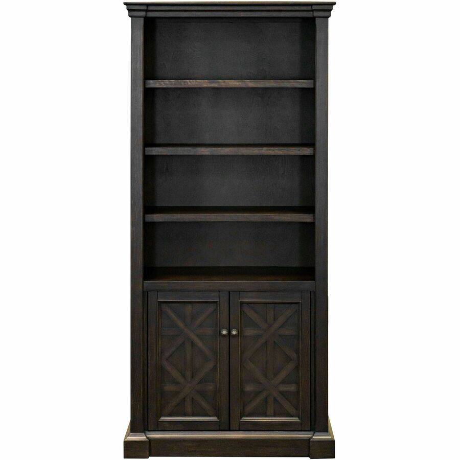 Martin Kingston Office Desking Unit - 78" Height x 36" Width x 14" Depth - 5 Shelve(s) - 4 Adjustable Shelf(ves) - Material: Wood - Finish: Dark Chocolate, Rub Through - 1 Each